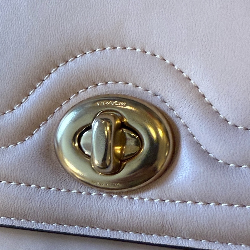 Coach Pink with Burgundy straps Leather Handbag - Picture 2 of 16